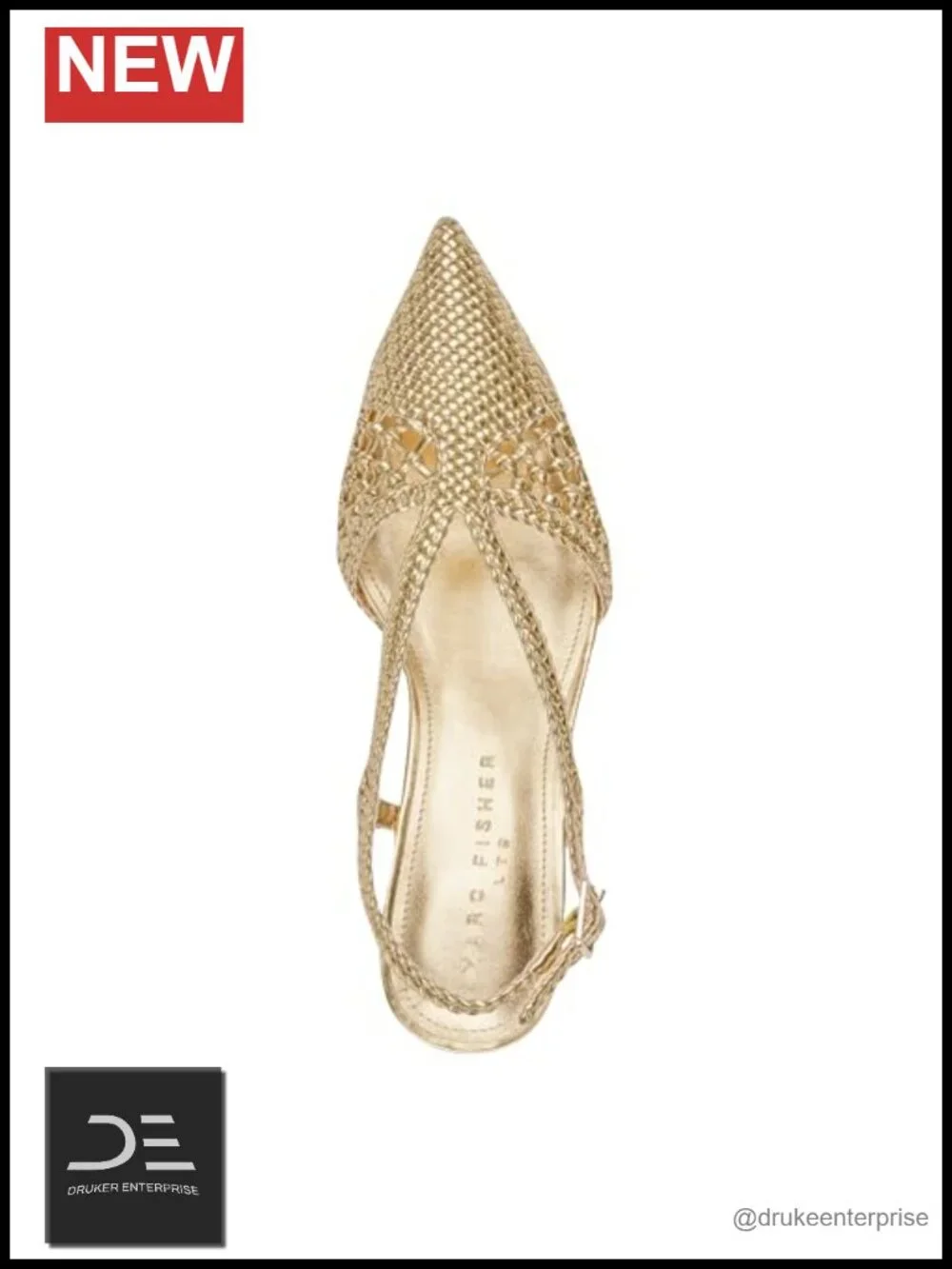 Marc Fisher LTD Reagan Woven PU Kitten Heel Pumps - Pointed Toe, Adjustable